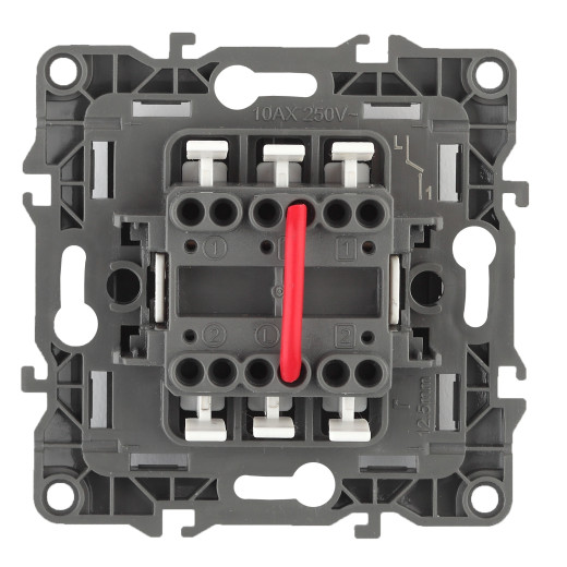 12-1004-06 ЭРА Выключатель двойной, 10АХ-250В, IP20, без м.лапок, Эра12, чёрный (10/100/2500)