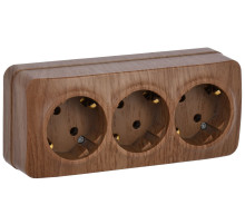 IEK GLORY РС23-3-ХД Розет. 3-ая с з/к о/у 16А GLORY дуб