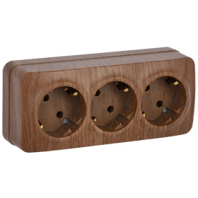 IEK GLORY РС23-3-ХД Розет. 3-ая с з/к о/у 16А GLORY дуб