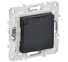 IEK SKANDY Графит Розетка с/з с защитными шторками и крышкой 16А IP44 SK-R11G