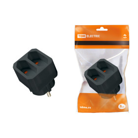 TDM Блок на 2 гнезда 2П 2,5 А 250 B под плоскую вилку черный