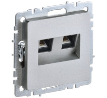 IEK BRITE BASE Алюминий Розетка комп. 2-ая RJ45 кат.6 РК11-2-БрА