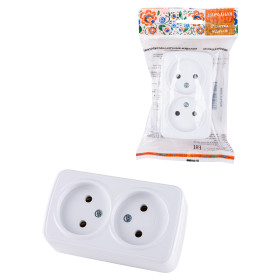 TDM Розетка двойная 2П открытой установки IP20 10А, белая 