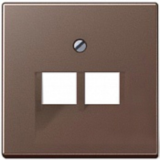 Крышка для сдвоенных телефонных и компьютерных розеток (UAE), фиксация винтом, термопласт, мокко, A500