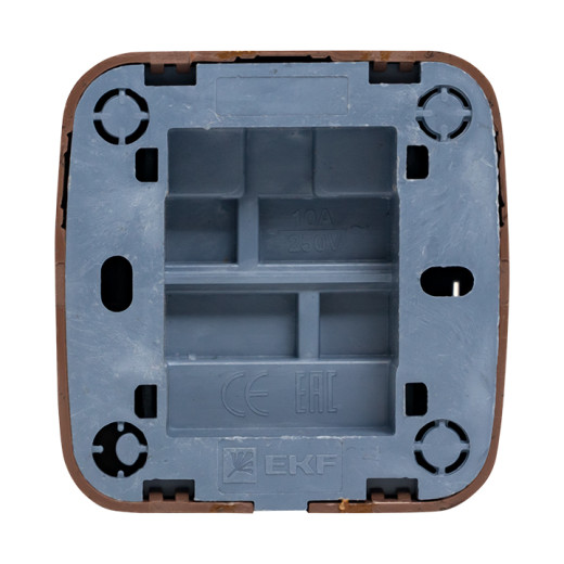 Выключатель 1-клавишный ОП Минск 10А с индикатором тёмное дерево EKF