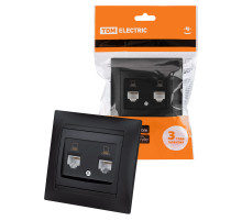 TDM Розетка компьютерная двойная RJ45 графит 