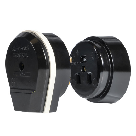 Разъем РШ-ВШ 32А 250В 2P+PE (ОУ) карболитовый черный EKF PROxima