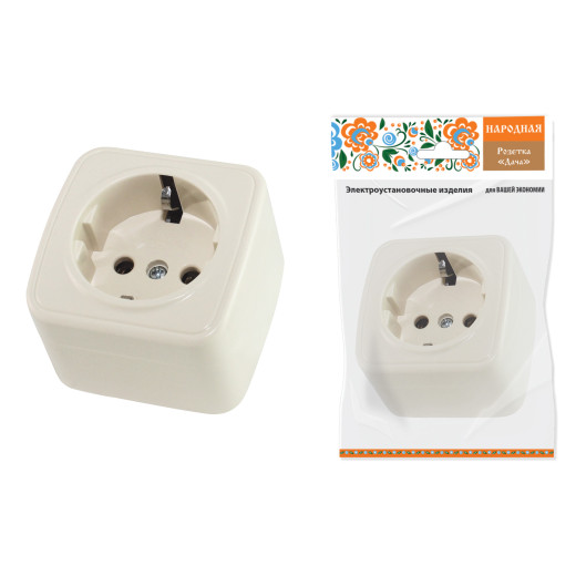 Розетка 2П+З открытой установки IP20 16А, сл. кость 