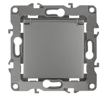 ЭРА Розетка Серия 12 12-2103-12 2P+E Schuko со шторками с крышкой 16A-250В IP20 графит