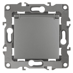 ЭРА Розетка Серия 12 12-2103-12 2P+E Schuko со шторками с крышкой 16A-250В IP20 графит