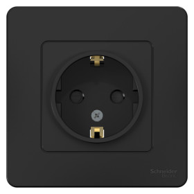 Systeme Electric Blanca внутр Антрацит Розетка с/з со шторками, 16А, 250В