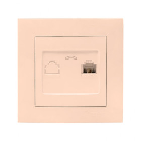 EKF PROxima Валенсия розетка телефонная RG-11 1-местная кремовая.