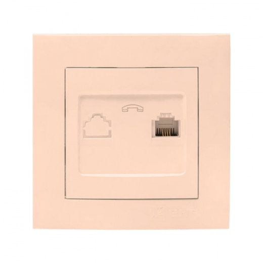Валенсия розетка телефонная RJ-11 1-местная кремовая EKF PROxima