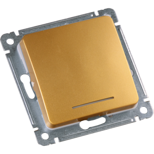 ВС10-462-07 Переключатель скрытой установки, одноклавишный, с индикацией, механизм, цвет  золото