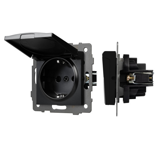 Механизм розетки влагозащищённый SCT-MCP-PL-BK-V (250V, 16A) (Arlight, -)