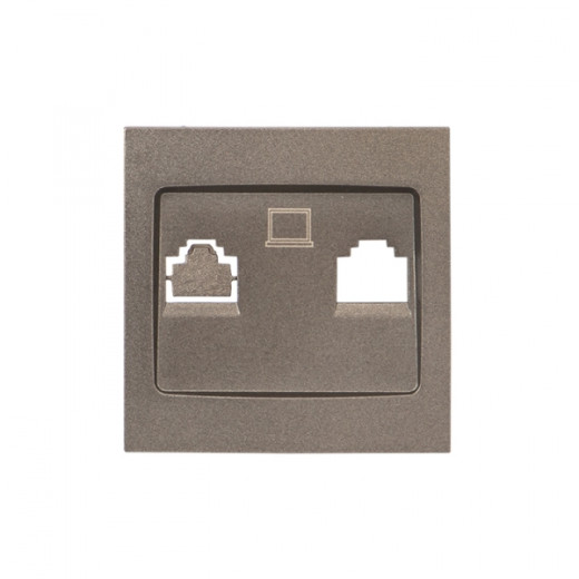 Валенсия лицевая панель розетки RJ-45 2-местная графит EKF PROxima