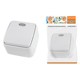 TDM Выключатель 1-кл. открытой установки с подсветкой IP20 10А, белый 