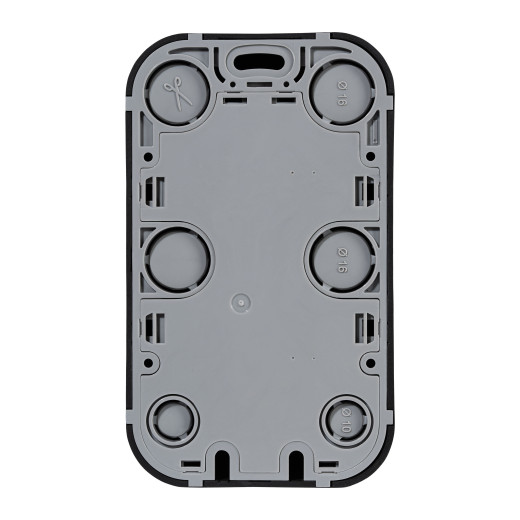 Розеточный блок двойной с заземлением - Legrand Quteo - с предварительным подключением со шторками IP20 16А 250В винтовые зажимы накладной монтаж - чёрный матовый