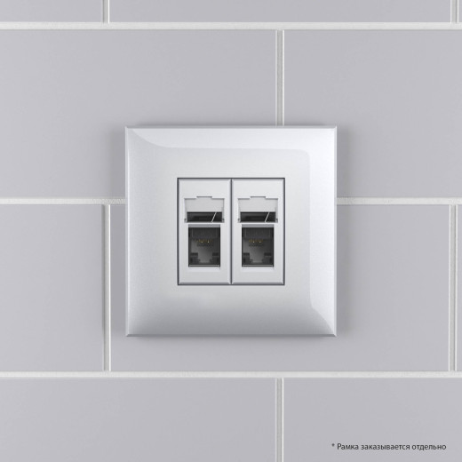 Компьютерная розетка RJ-45 в стену, кат.5e двойная, 
