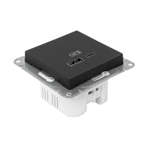 Механизм розетки USB-A+С, чёрный Эпика EKF