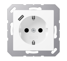 JUNG A Flow/A 550 Белый матовый Розетка  с USB-зарядным устройством, тип С, SCHUKO