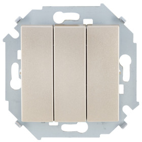 Simon 15 Шампань Выключатель 3-клавишный, 10А, 250В, винт.зажим