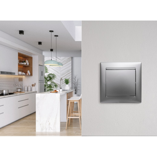 Выключатель одноклавишный - Legrand Valena - 10А 250В схема 1 безвинтовые зажимы - алюминий