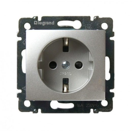 Розетка с заземлением - Legrand Valena - без шторок 16А 250В винтовые зажимы - алюминий