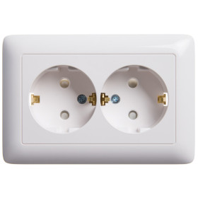 Systeme Electric ХИТ внутр Бел Розетка 2-ая с/з со шторками, 16А