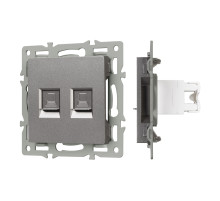 Arlight Механизм компьютерной розетки двойной SCT-MPC2-PL-GR (RJ-45, CAT6) (-)