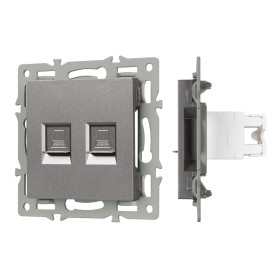 Arlight Механизм компьютерной розетки двойной SCT-MPC2-PL-GR (RJ-45, CAT6) (-)