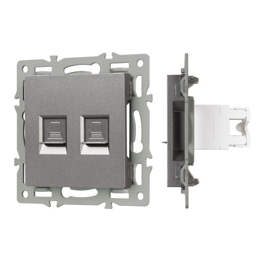 Механизм компьютерной розетки двойной SCT-MPC2-PL-GR (RJ-45, CAT6) (Arlight, -)