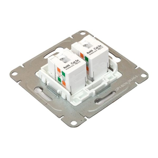 Механизм розетки RJ45 - 2шт, (cat5), белый Эпика EKF