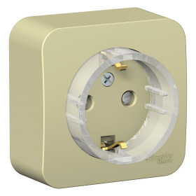 Systeme Electric Blanca наруж Беж Розетка с/з со шторками, (Компакт) изолир. пластина 16А, 250В