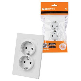 TDM Розетка двойная 2П+З 16А 250В с защ. шт. белая 