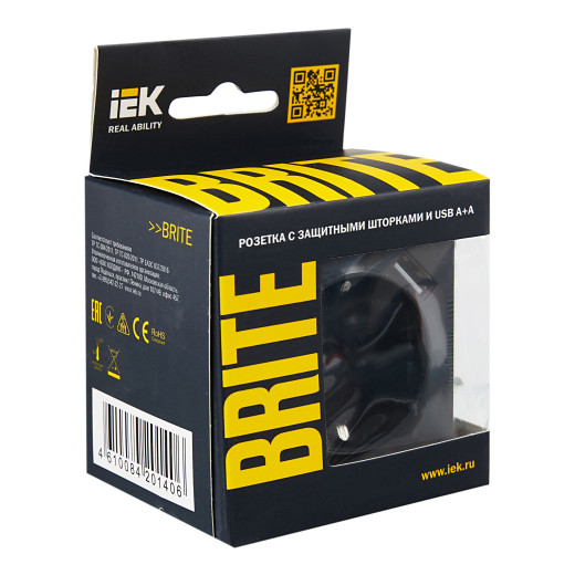 BRITE Роз. с з/к/ш 16А с USB A+A 3,1А РЮш10-2-БрГ граф. IEK