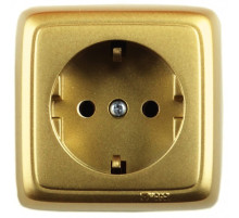 Hegel Альфа наруж Золото РА16-113-07 Розетка с/з, изол. пластиной (250В, 16А)