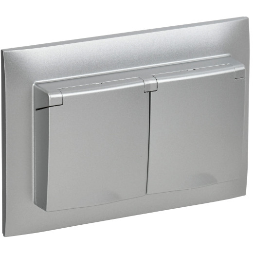 SKANDY Роз. 2-я с кр. 16А в сб IP44 SK-R12S сереб. IEK