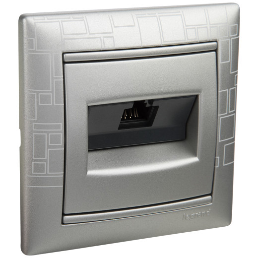 Розетка компьютерная RJ45 категория 6 UTP - Legrand Valena - с захватами - алюминий