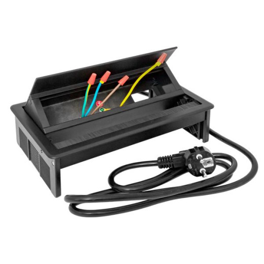 Встраиваемый настольный розеточный блок выдвижной, 8 модулей, черный, C-Line