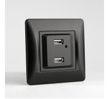 Розетка 2xUSB A, 125-250V (антрацит)