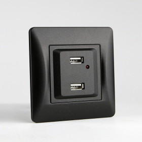 Розетка 2xUSB A, 125-250V (антрацит)