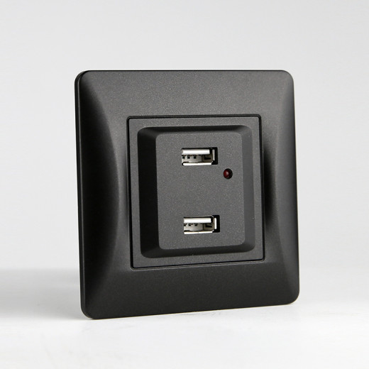 Розетка 2xUSB A, 125-250V (антрацит)