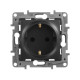 Розетка с заземлением - Legrand Etika - со шторками 16А 250В винтовые зажимы - антрацит