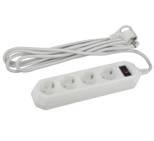 ЭРА Сетевой фильтр  USF-M-4es-1.5m-W с защитой (термо) с заземлением с выключателем 4 розетки 1,5м 10А белый