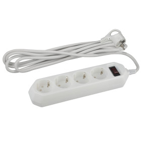 ЭРА Сетевой фильтр  USF-M-4es-1.5m-W с защитой (термо) с заземлением с выключателем 4 розетки 1,5м 10А белый