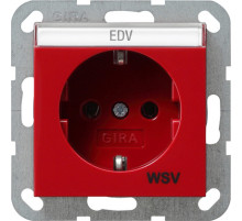 Gira System 55 Красная Розетка с/з с полем и надписью WSV для скрытой установки