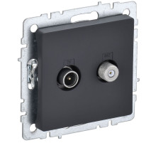 IEK BRITE BASE Графит Розетка двойная TV+SAT РТВ/РСп12-БрГ