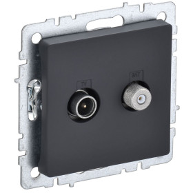 IEK BRITE BASE Графит Розетка двойная TV+SAT РТВ/РСп12-БрГ