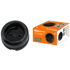 TDM Розетка фарфоровая 2П 10А 250В черная «Болонь»